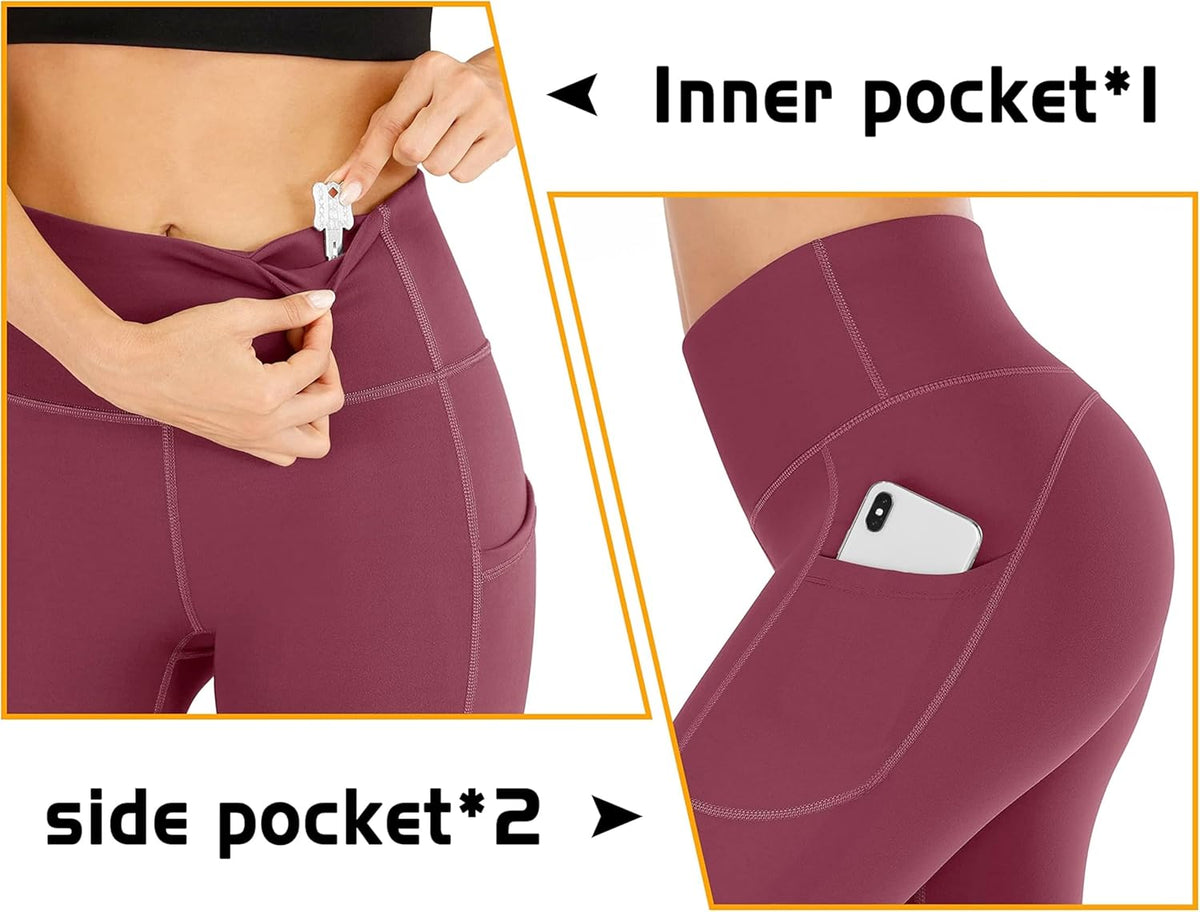 IUGA Capri Leggings for Women with Pockets High Waisted Tummy Control Compression Yoga Pants Workout Gym Capris