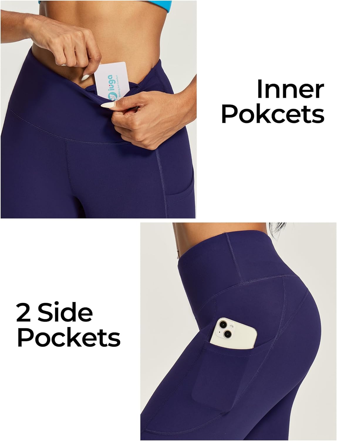 IUGA Capri Leggings for Women with Pockets High Waisted Tummy Control Compression Yoga Pants Workout Gym Capris