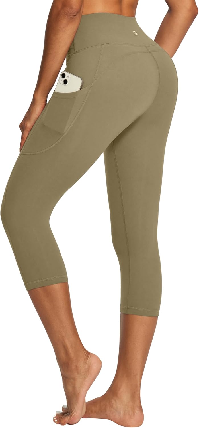 IUGA Capri Leggings for Women with Pockets High Waisted Tummy Control Compression Yoga Pants Workout Gym Capris