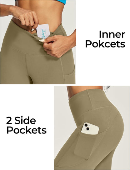 IUGA Capri Leggings for Women with Pockets High Waisted Tummy Control Compression Yoga Pants Workout Gym Capris