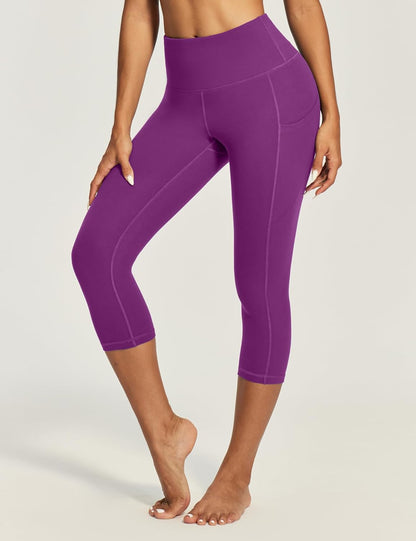 IUGA Capri Leggings for Women with Pockets High Waisted Tummy Control Compression Yoga Pants Workout Gym Capris