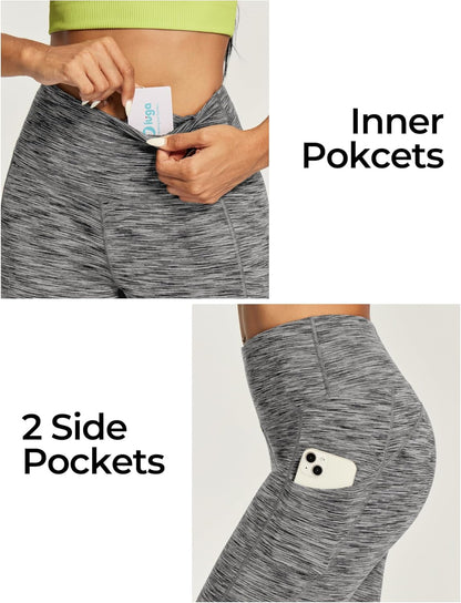 IUGA Capri Leggings for Women with Pockets High Waisted Tummy Control Compression Yoga Pants Workout Gym Capris
