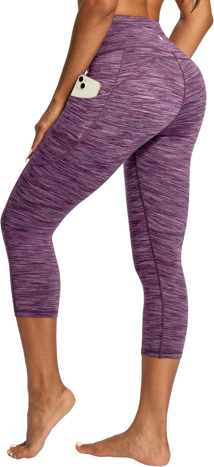 IUGA Capri Leggings for Women with Pockets High Waisted Tummy Control Compression Yoga Pants Workout Gym Capris