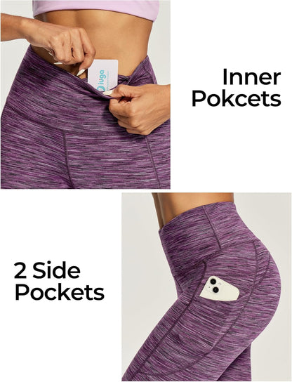IUGA Capri Leggings for Women with Pockets High Waisted Tummy Control Compression Yoga Pants Workout Gym Capris
