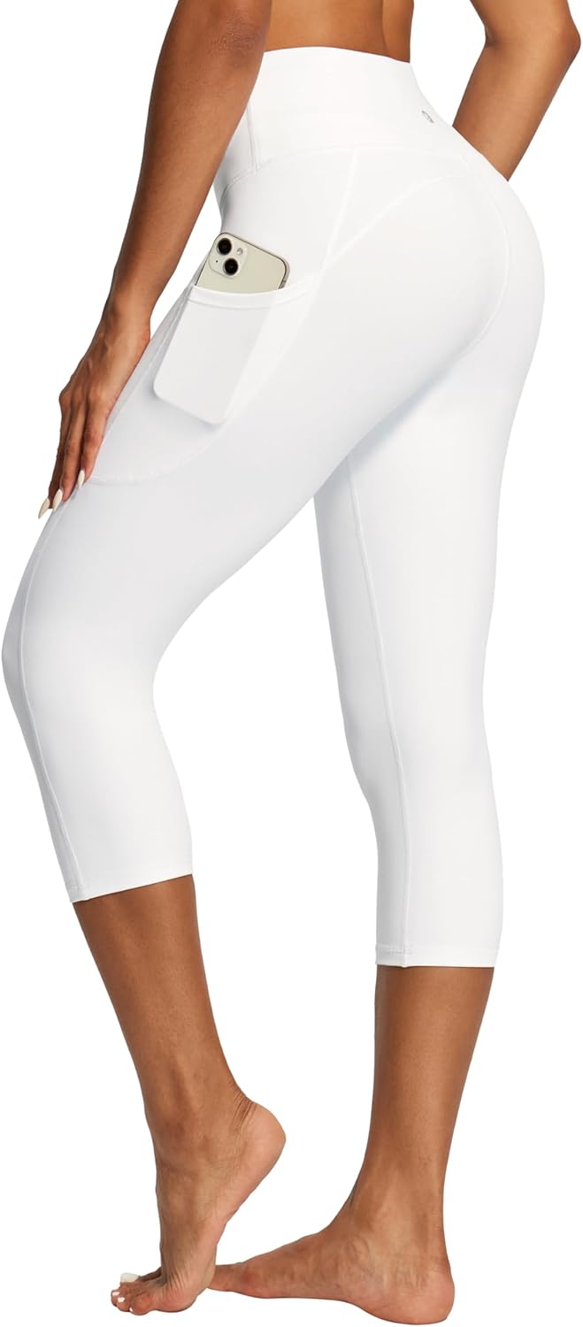 IUGA Capri Leggings for Women with Pockets High Waisted Tummy Control Compression Yoga Pants Workout Gym Capris