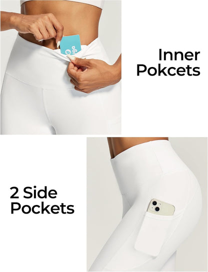 IUGA Capri Leggings for Women with Pockets High Waisted Tummy Control Compression Yoga Pants Workout Gym Capris