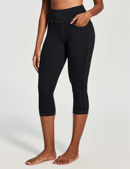 IUGA Capri Leggings for Women with Pockets High Waisted Tummy Control Compression Yoga Pants Workout Gym Capris