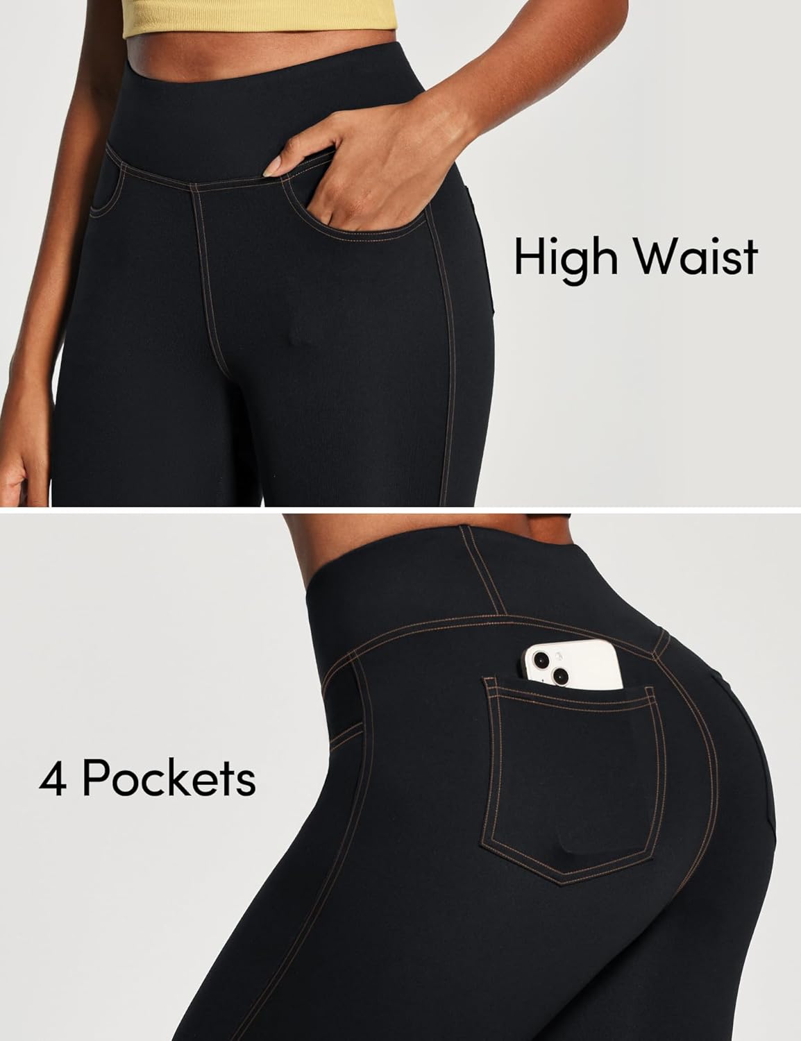 IUGA Capri Leggings for Women with Pockets High Waisted Tummy Control Compression Yoga Pants Workout Gym Capris