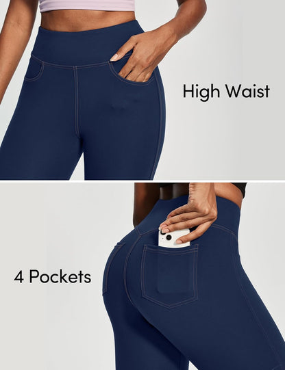 IUGA Capri Leggings for Women with Pockets High Waisted Tummy Control Compression Yoga Pants Workout Gym Capris