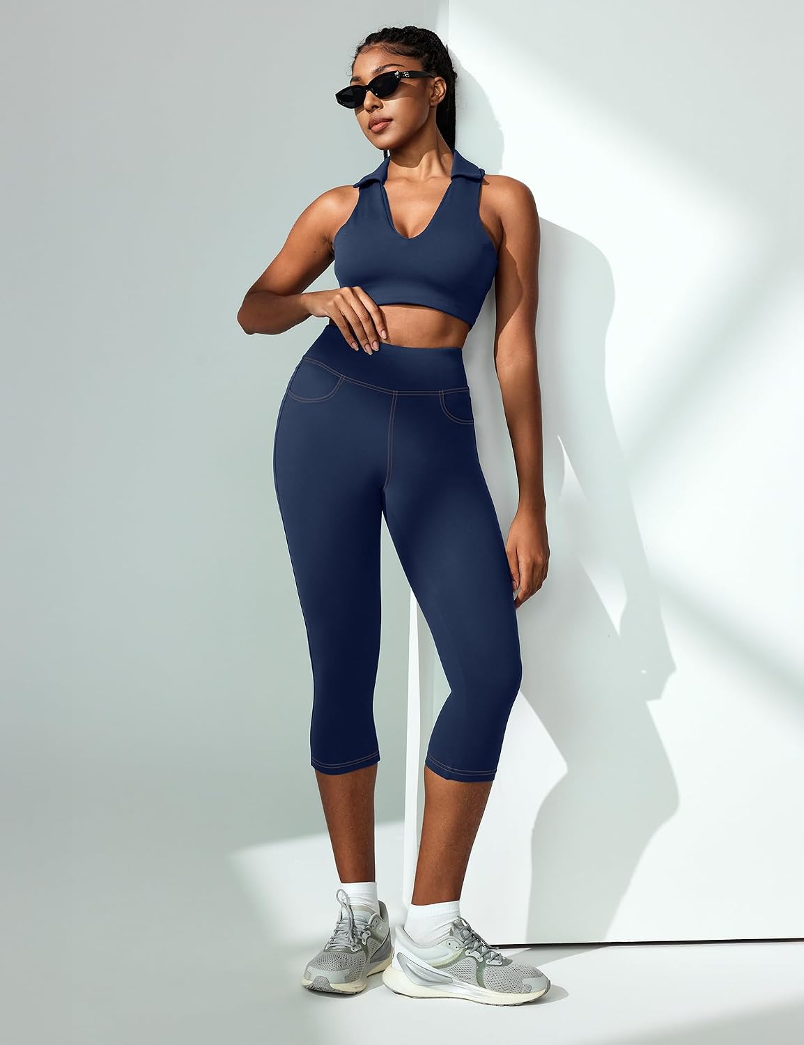 IUGA Capri Leggings for Women with Pockets High Waisted Tummy Control Compression Yoga Pants Workout Gym Capris