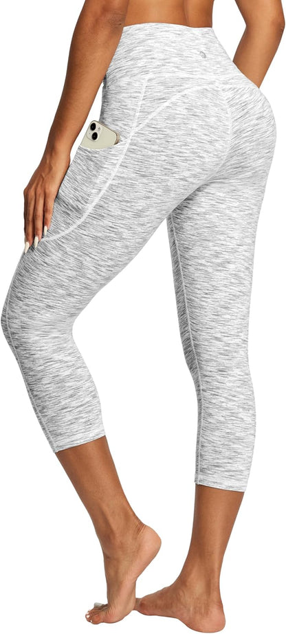 IUGA Capri Leggings for Women with Pockets High Waisted Tummy Control Compression Yoga Pants Workout Gym Capris