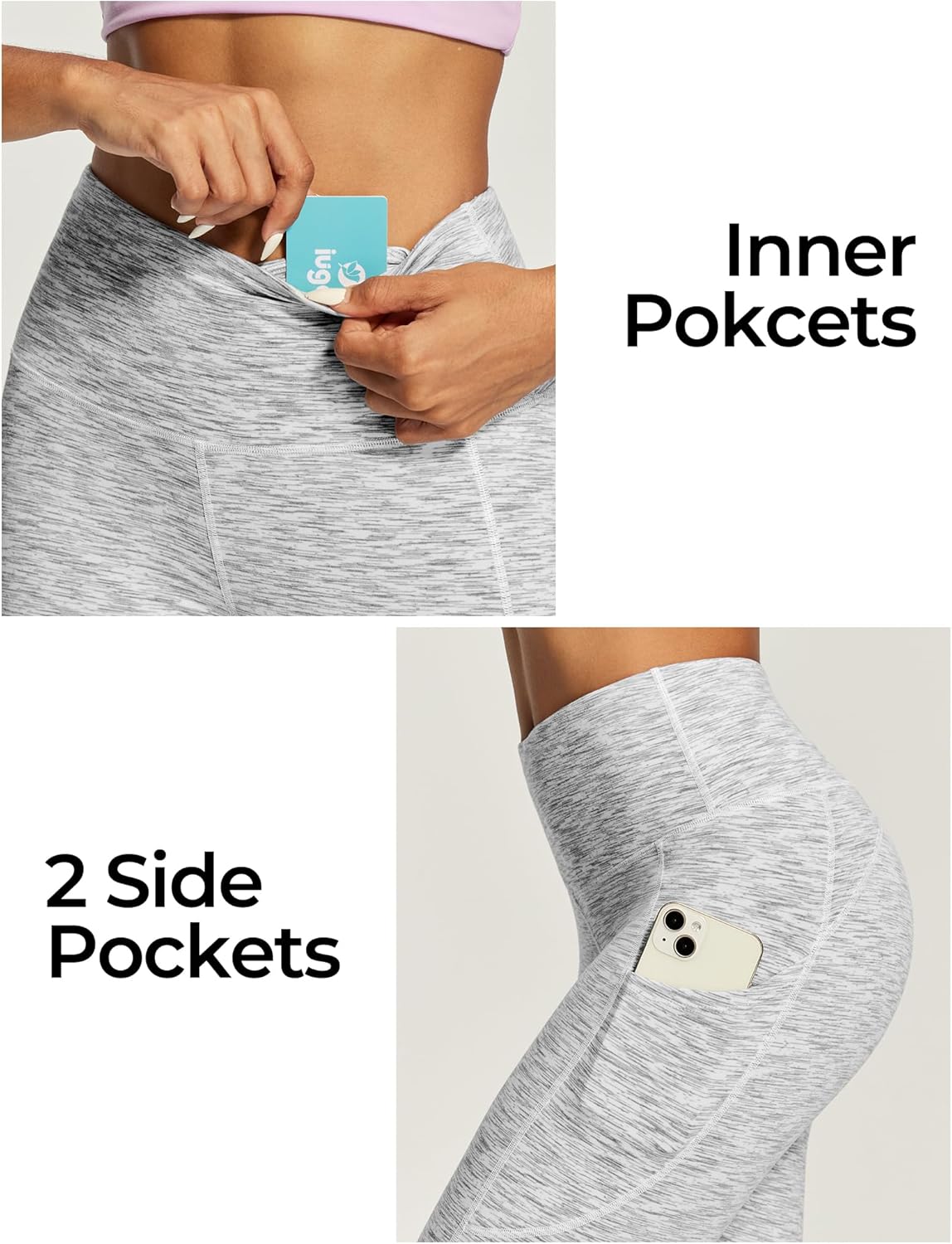 IUGA Capri Leggings for Women with Pockets High Waisted Tummy Control Compression Yoga Pants Workout Gym Capris