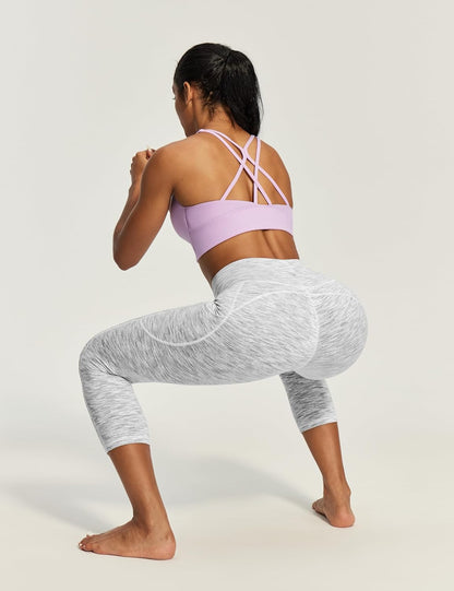 IUGA Capri Leggings for Women with Pockets High Waisted Tummy Control Compression Yoga Pants Workout Gym Capris