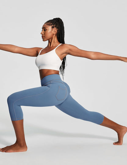 IUGA Capri Leggings for Women with Pockets High Waisted Tummy Control Compression Yoga Pants Workout Gym Capris