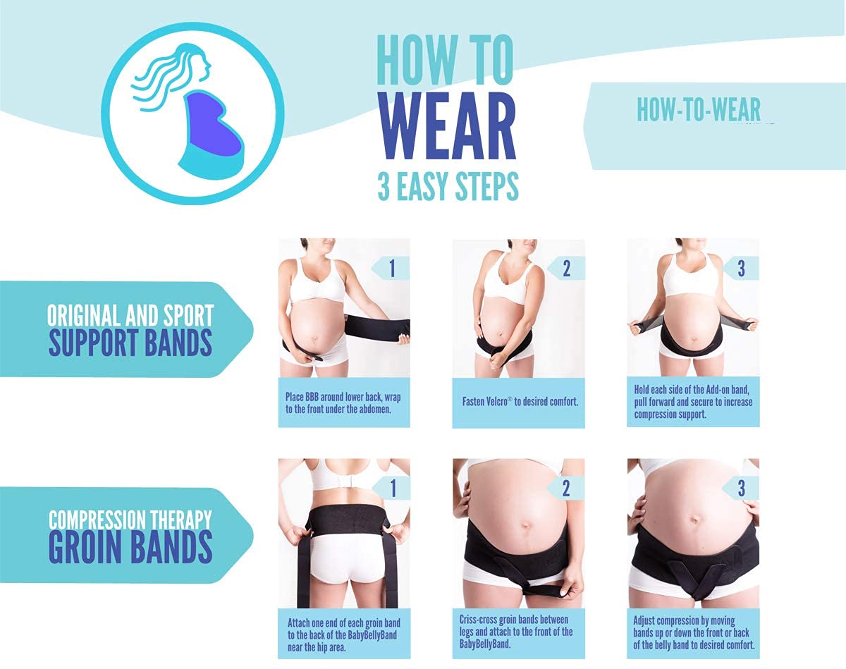 Baby Belly Band - Pregnancy & Maternity Belt With Medium Compression Groin Band - For Back, Hernia, and Pelvic Floor Pain - Medium