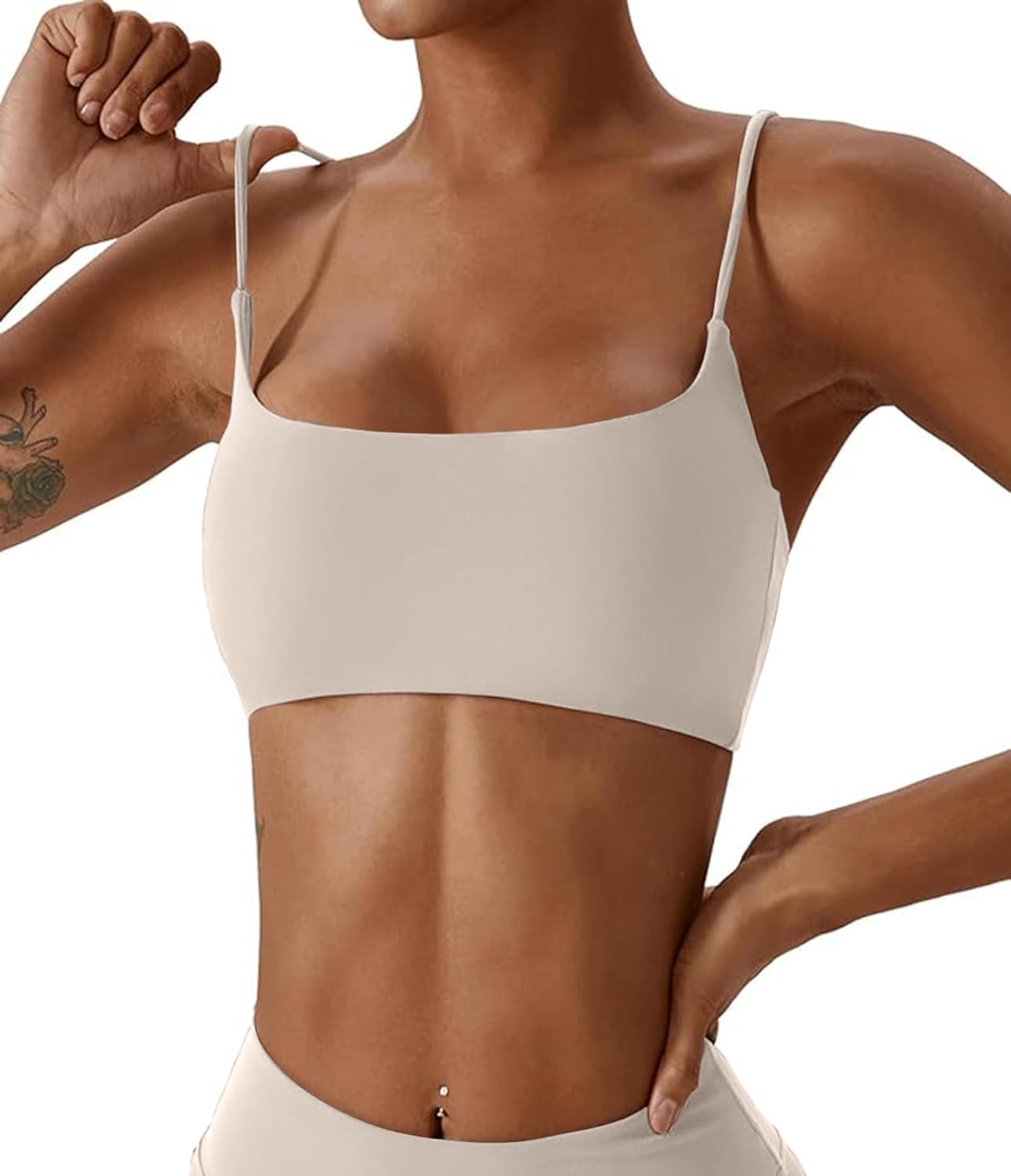Women's Sports Bras Wirefree Racerback Workout Bras Sexy Thin Straps Yoga Sport Bras with Removable Pads
