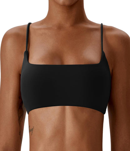 Women's Sports Bras Wirefree Racerback Workout Bras Sexy Thin Straps Yoga Sport Bras with Removable Pads