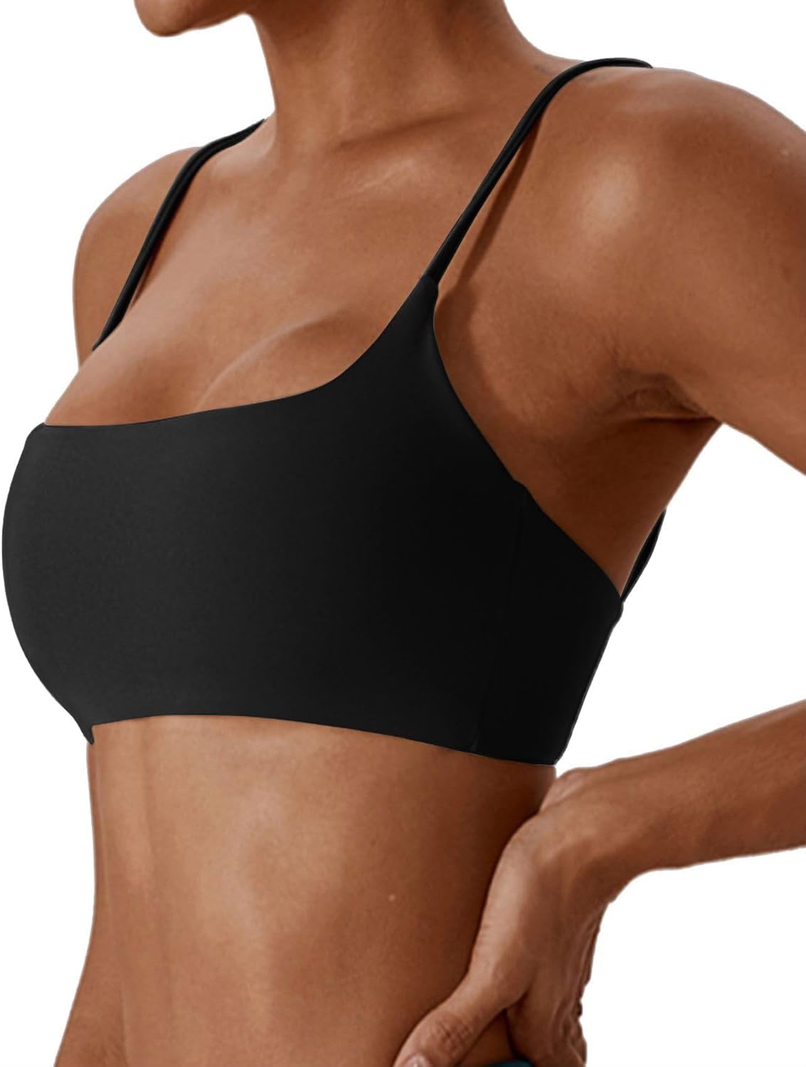 Women's Sports Bras Wirefree Racerback Workout Bras Sexy Thin Straps Yoga Sport Bras with Removable Pads