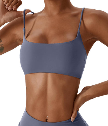 Women's Sports Bras Wirefree Racerback Workout Bras Sexy Thin Straps Yoga Sport Bras with Removable Pads