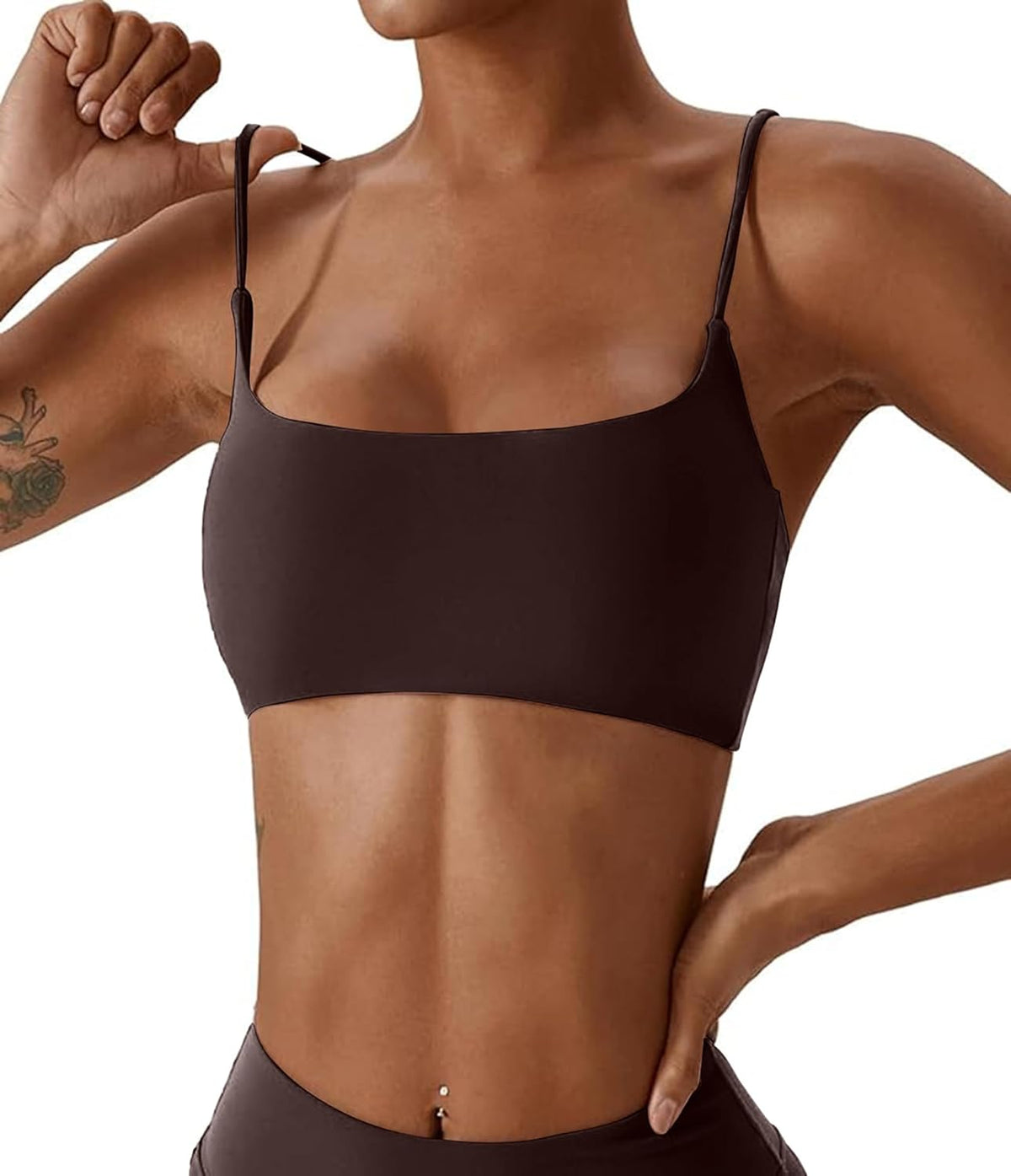 Women's Sports Bras Wirefree Racerback Workout Bras Sexy Thin Straps Yoga Sport Bras with Removable Pads