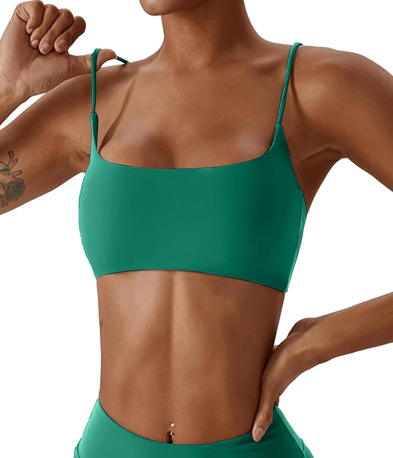 Women's Sports Bras Wirefree Racerback Workout Bras Sexy Thin Straps Yoga Sport Bras with Removable Pads
