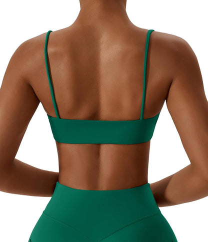 Women's Sports Bras Wirefree Racerback Workout Bras Sexy Thin Straps Yoga Sport Bras with Removable Pads