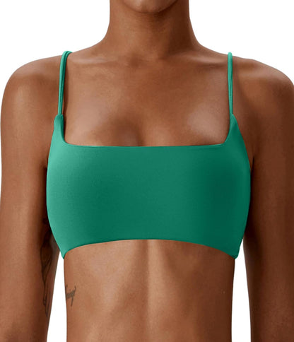 Women's Sports Bras Wirefree Racerback Workout Bras Sexy Thin Straps Yoga Sport Bras with Removable Pads