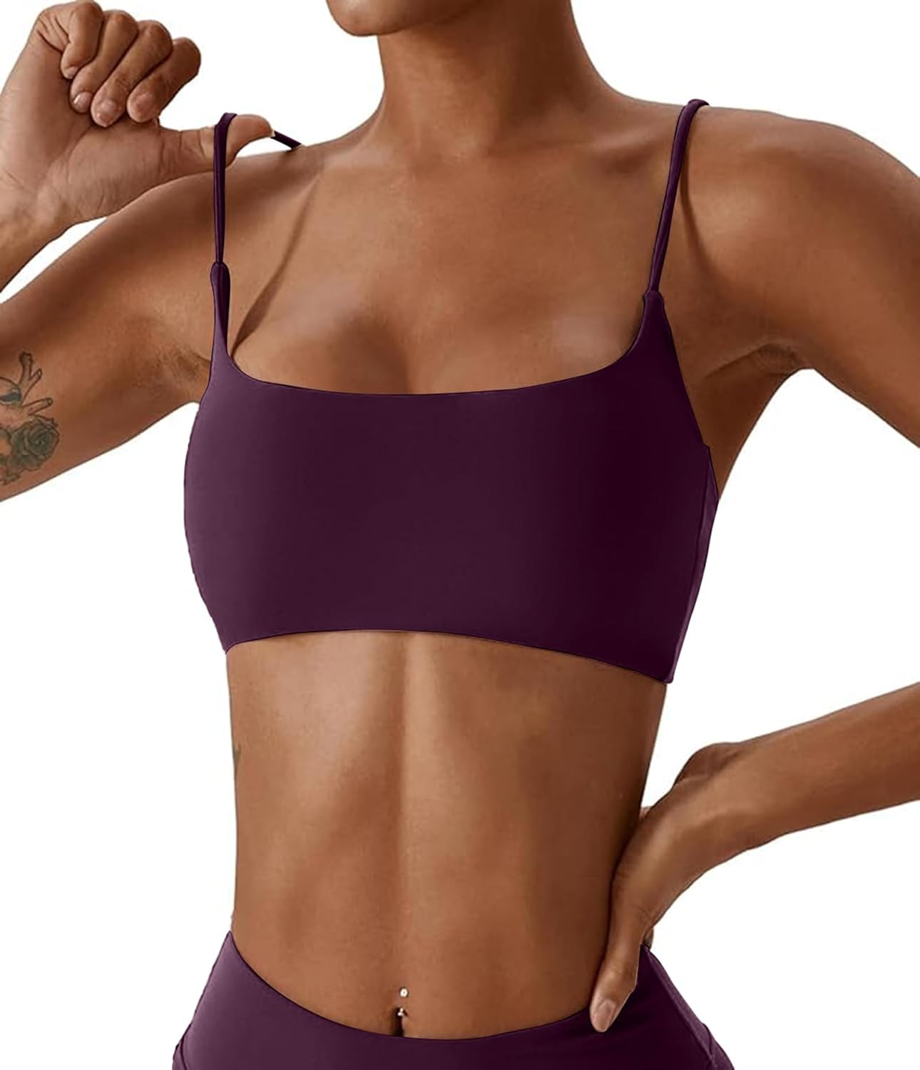 Women's Sports Bras Wirefree Racerback Workout Bras Sexy Thin Straps Yoga Sport Bras with Removable Pads