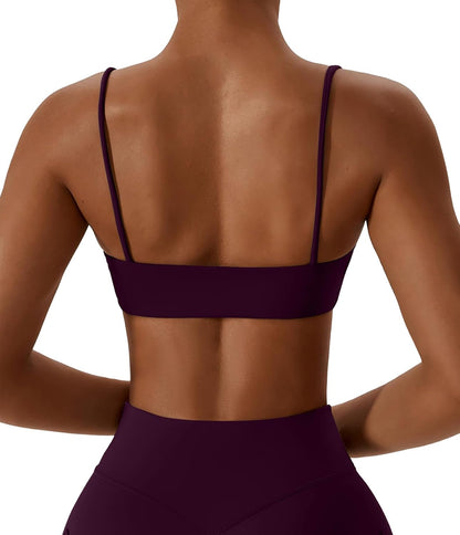 Women's Sports Bras Wirefree Racerback Workout Bras Sexy Thin Straps Yoga Sport Bras with Removable Pads