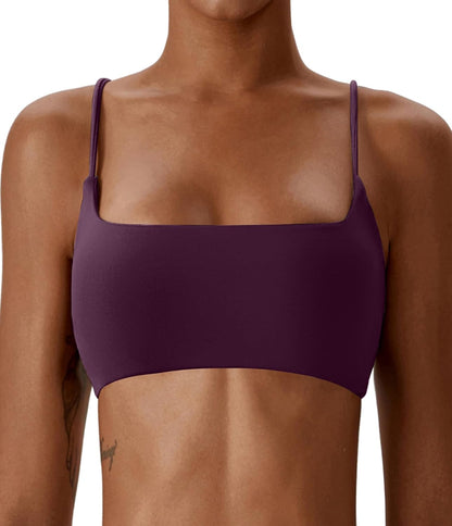 Women's Sports Bras Wirefree Racerback Workout Bras Sexy Thin Straps Yoga Sport Bras with Removable Pads