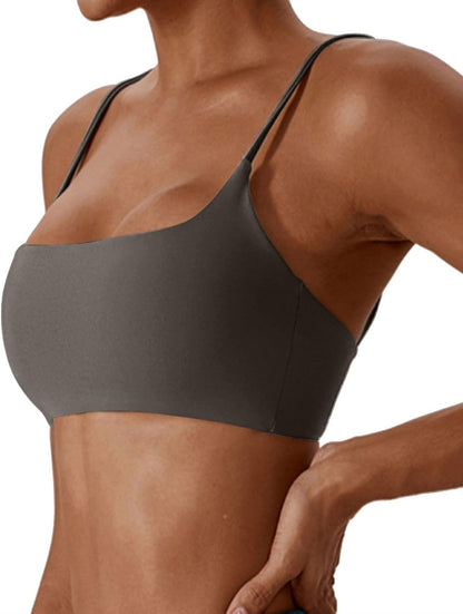 Women's Sports Bras Wirefree Racerback Workout Bras Sexy Thin Straps Yoga Sport Bras with Removable Pads