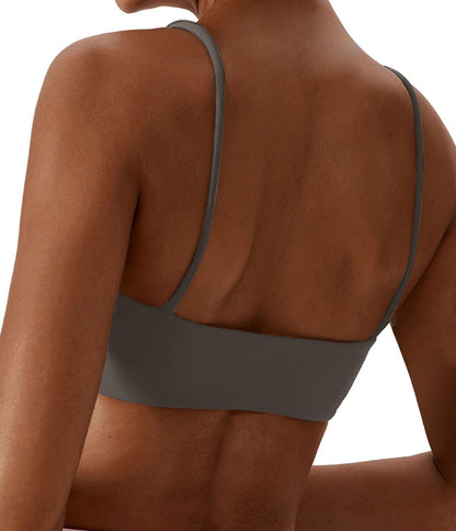 Women's Sports Bras Wirefree Racerback Workout Bras Sexy Thin Straps Yoga Sport Bras with Removable Pads
