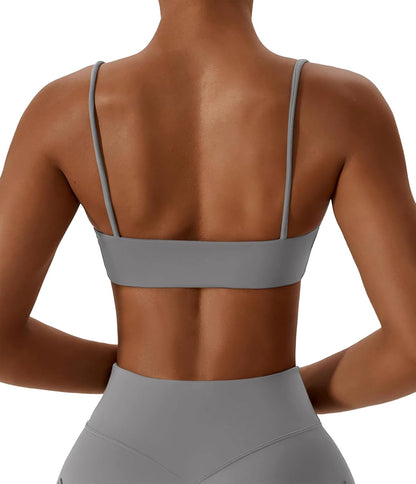 Women's Sports Bras Wirefree Racerback Workout Bras Sexy Thin Straps Yoga Sport Bras with Removable Pads