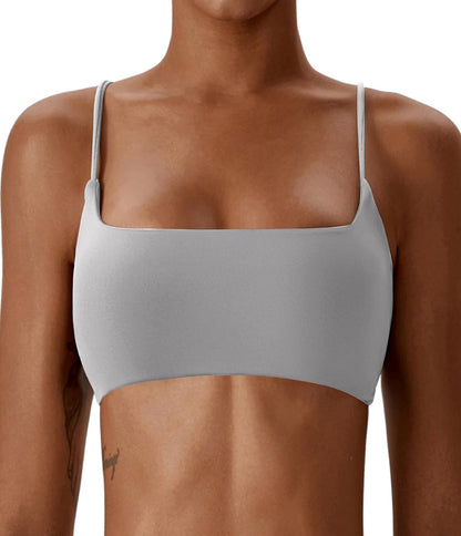 Women's Sports Bras Wirefree Racerback Workout Bras Sexy Thin Straps Yoga Sport Bras with Removable Pads