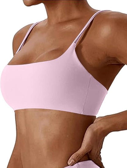 Women's Sports Bras Wirefree Racerback Workout Bras Sexy Thin Straps Yoga Sport Bras with Removable Pads