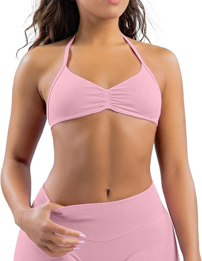 Women's Sports Bras Wirefree Racerback Workout Bras Sexy Thin Straps Yoga Sport Bras with Removable Pads