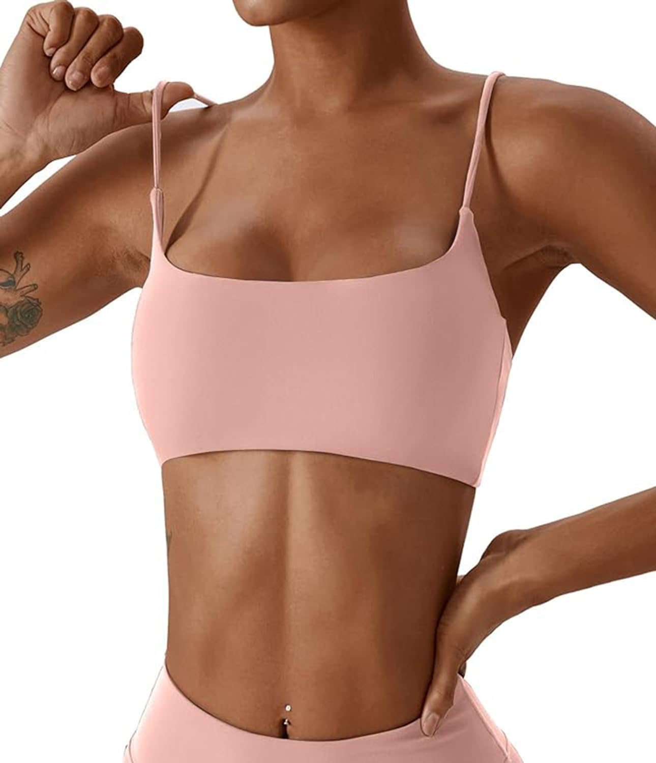 Women's Sports Bras Wirefree Racerback Workout Bras Sexy Thin Straps Yoga Sport Bras with Removable Pads