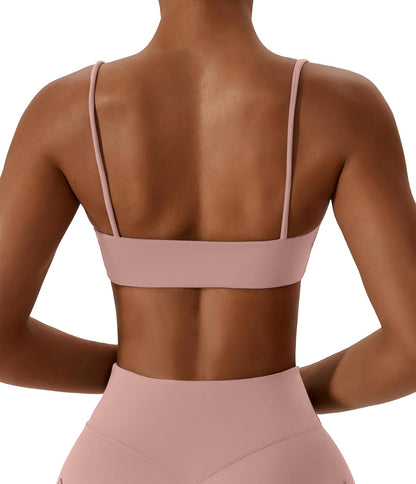 Women's Sports Bras Wirefree Racerback Workout Bras Sexy Thin Straps Yoga Sport Bras with Removable Pads