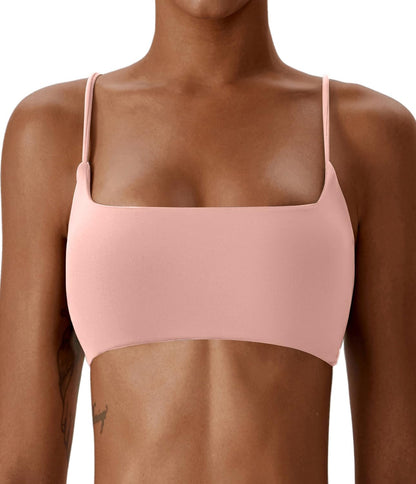 Women's Sports Bras Wirefree Racerback Workout Bras Sexy Thin Straps Yoga Sport Bras with Removable Pads