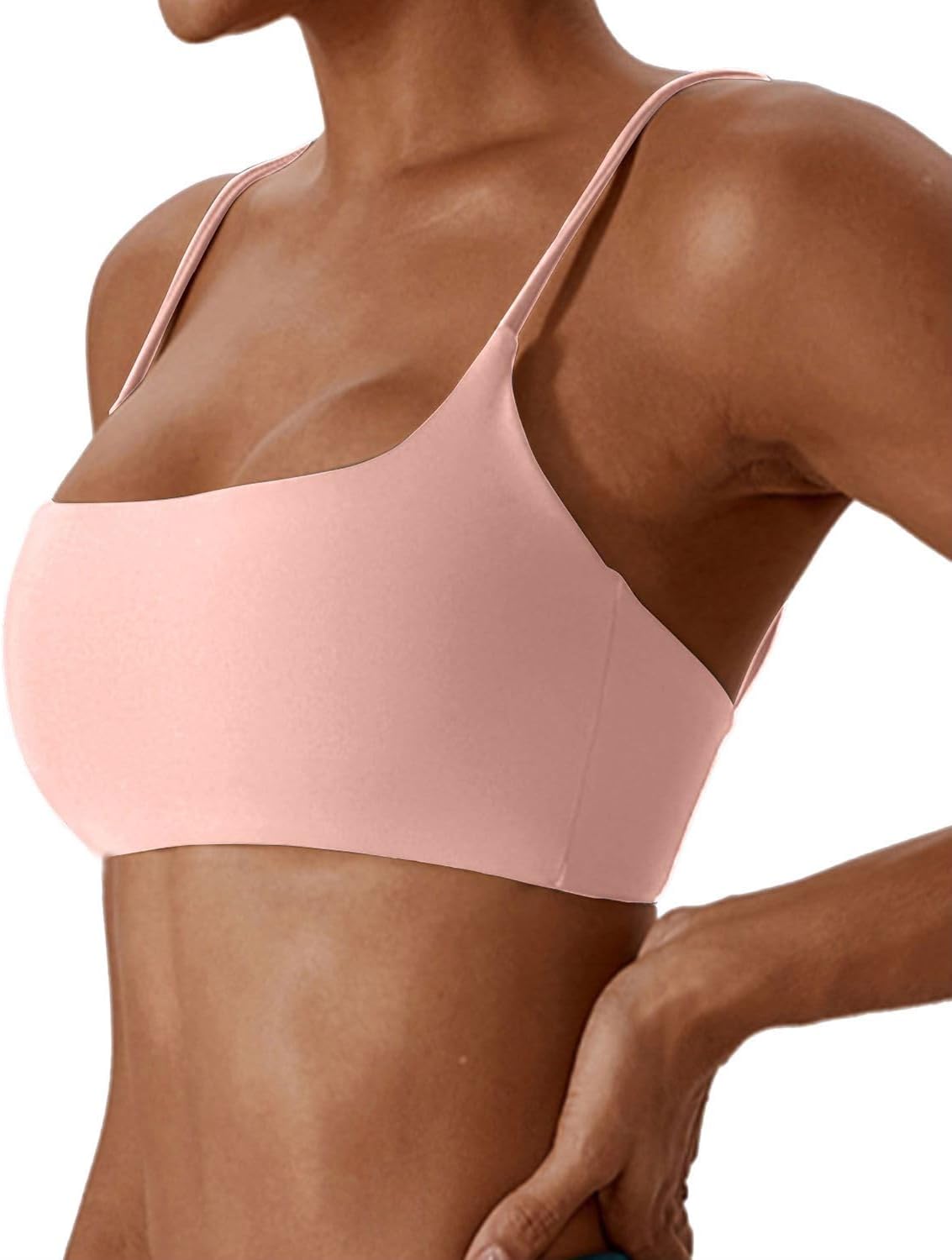 Women's Sports Bras Wirefree Racerback Workout Bras Sexy Thin Straps Yoga Sport Bras with Removable Pads