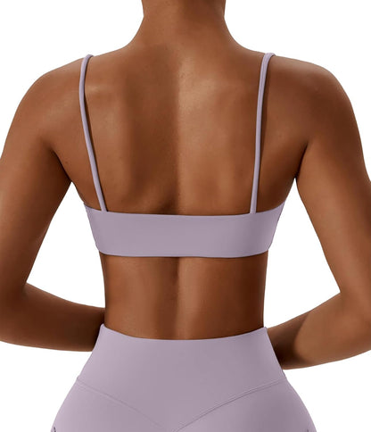 Women's Sports Bras Wirefree Racerback Workout Bras Sexy Thin Straps Yoga Sport Bras with Removable Pads