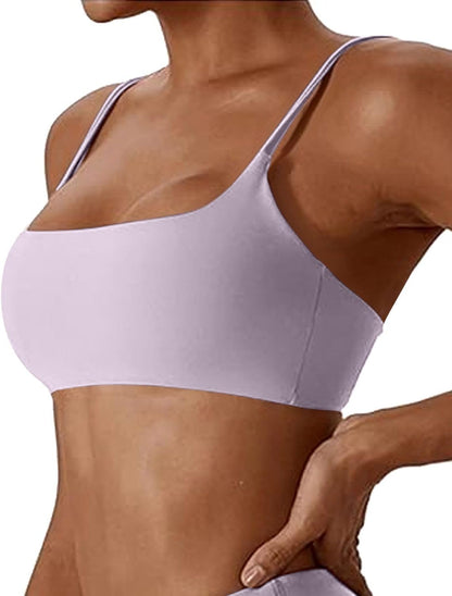 Women's Sports Bras Wirefree Racerback Workout Bras Sexy Thin Straps Yoga Sport Bras with Removable Pads
