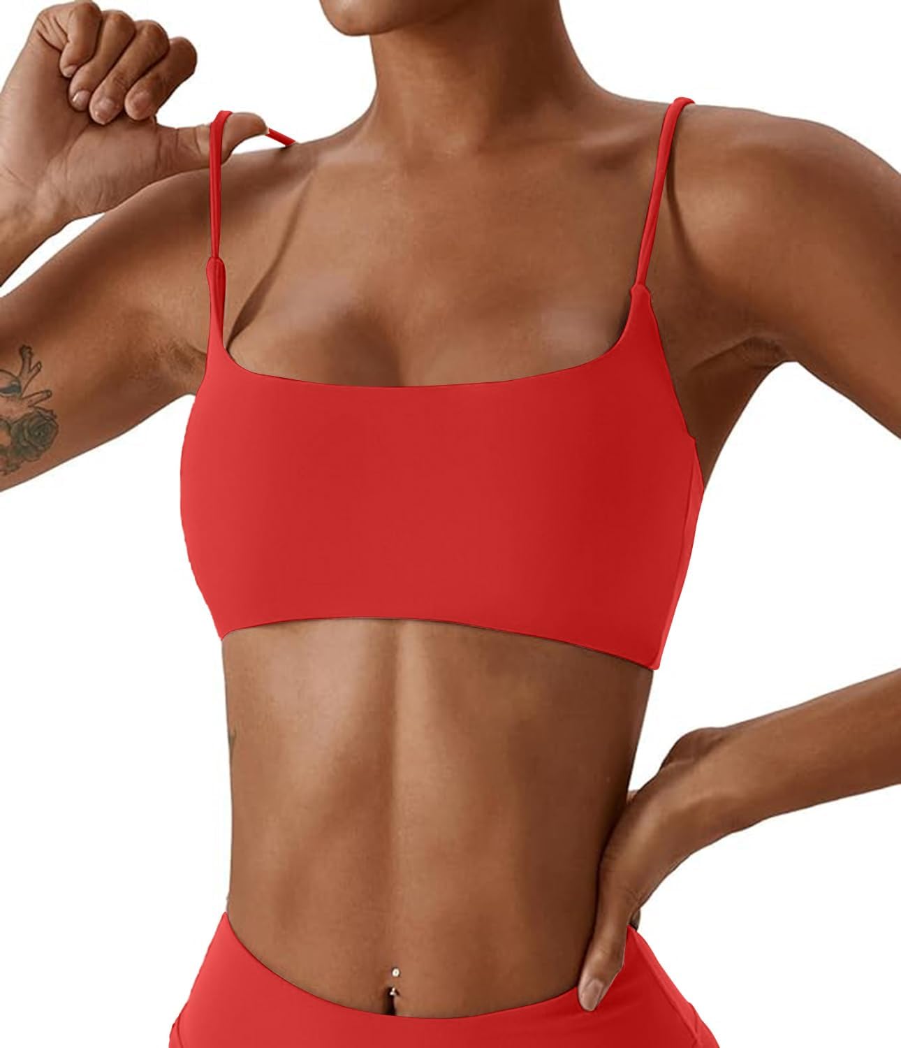 Women's Sports Bras Wirefree Racerback Workout Bras Sexy Thin Straps Yoga Sport Bras with Removable Pads