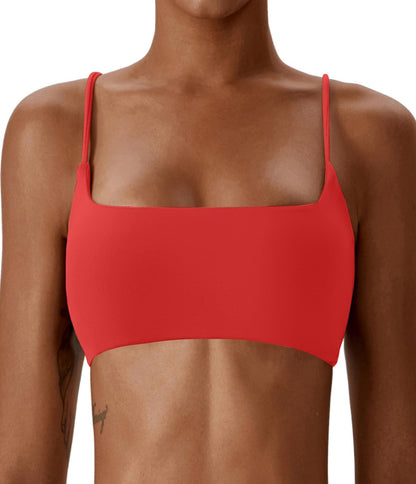 Women's Sports Bras Wirefree Racerback Workout Bras Sexy Thin Straps Yoga Sport Bras with Removable Pads