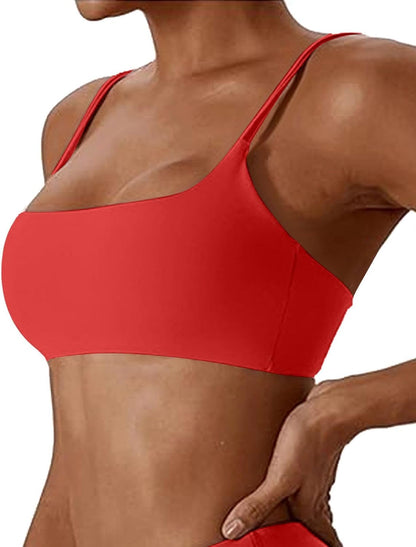 Women's Sports Bras Wirefree Racerback Workout Bras Sexy Thin Straps Yoga Sport Bras with Removable Pads