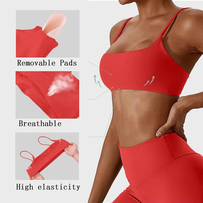 Women's Sports Bras Wirefree Racerback Workout Bras Sexy Thin Straps Yoga Sport Bras with Removable Pads