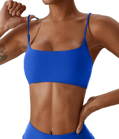 Women's Sports Bras Wirefree Racerback Workout Bras Sexy Thin Straps Yoga Sport Bras with Removable Pads