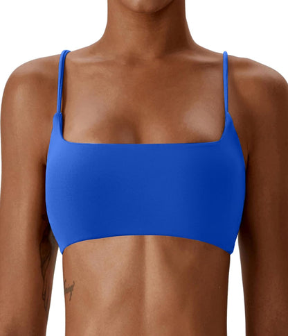 Women's Sports Bras Wirefree Racerback Workout Bras Sexy Thin Straps Yoga Sport Bras with Removable Pads