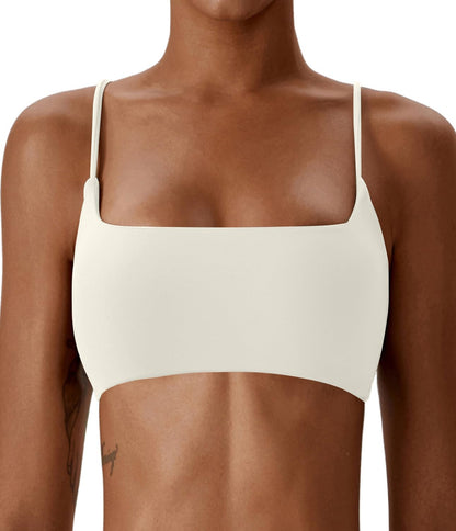 Women's Sports Bras Wirefree Racerback Workout Bras Sexy Thin Straps Yoga Sport Bras with Removable Pads
