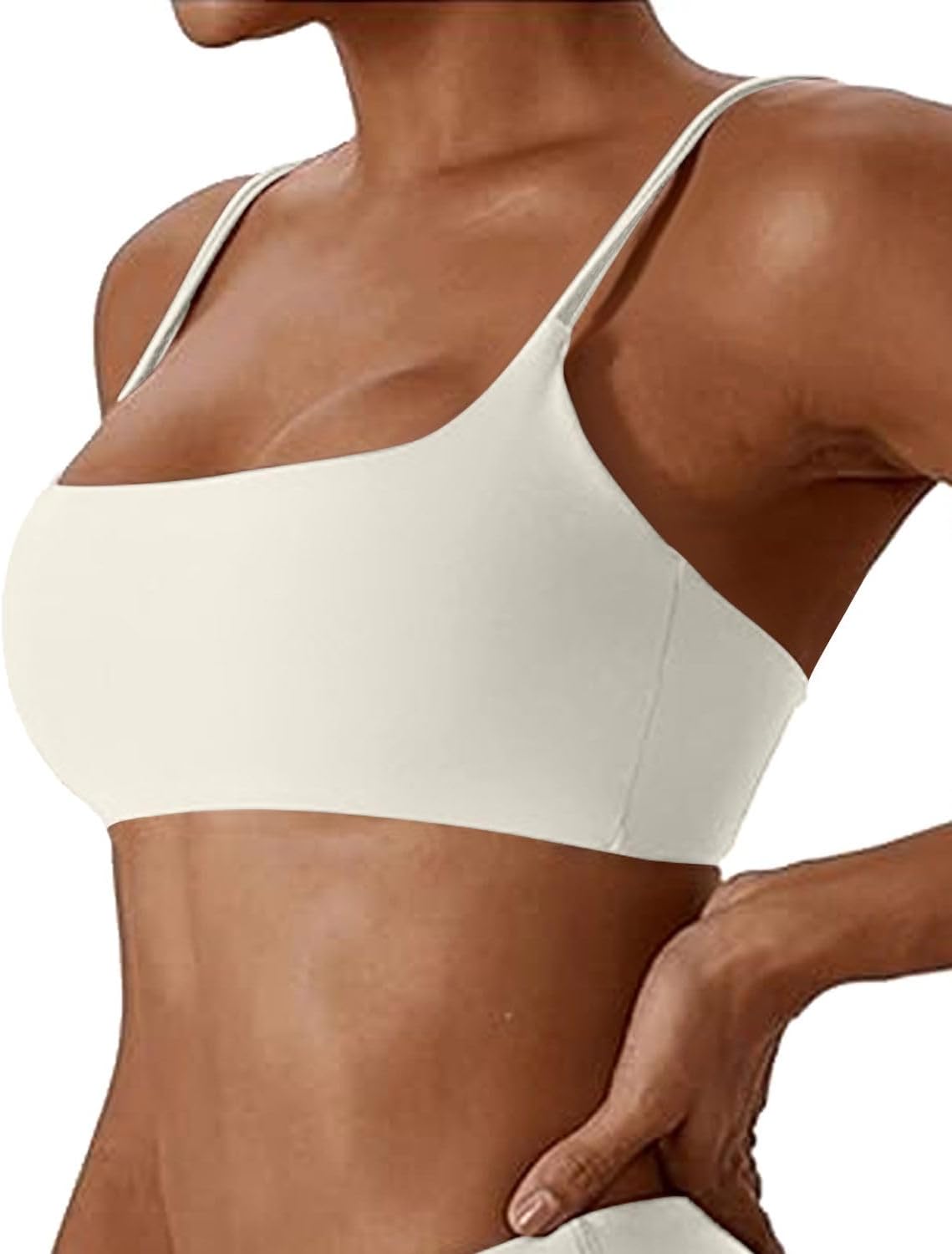 Women's Sports Bras Wirefree Racerback Workout Bras Sexy Thin Straps Yoga Sport Bras with Removable Pads